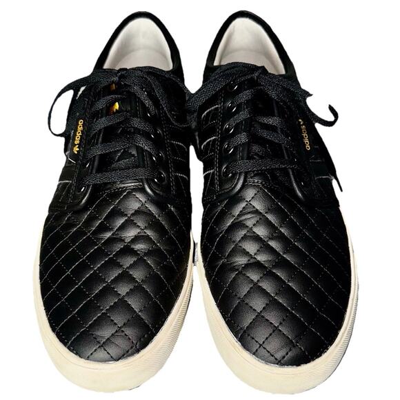 RARE Leather Adidas Seeley Premium Skate Shoe Black Quilt White Wall Mens US12 - Picture 2 of 8